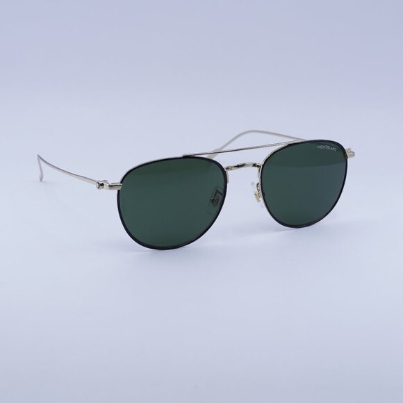 🕶️ New Montblanc MB0211S 008 Sunglasses - Gold Frame, Green Lenses